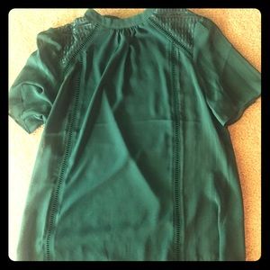 Dressy green lace keyhole back top